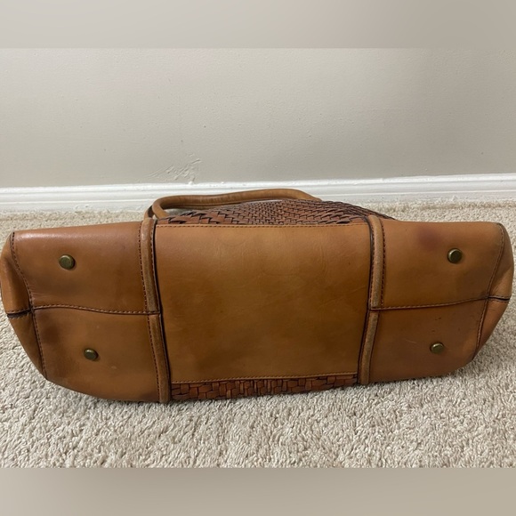 Vintage Cole Haan basket weave Tan Woven Leather Tote boho chic coastal - Picture 12 of 16